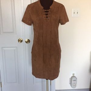 Paper Crane faux suede mini dress